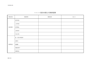 上市公司的尽调提纲
