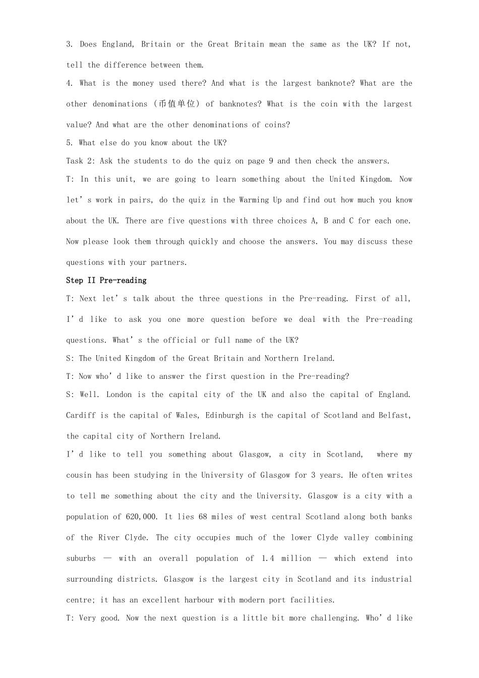 高中英语 Unit 2 The United Kingdom Period 1 Warming up and reading教学设计 新人教版必修5-新人教版高二必修5英语教案_第2页