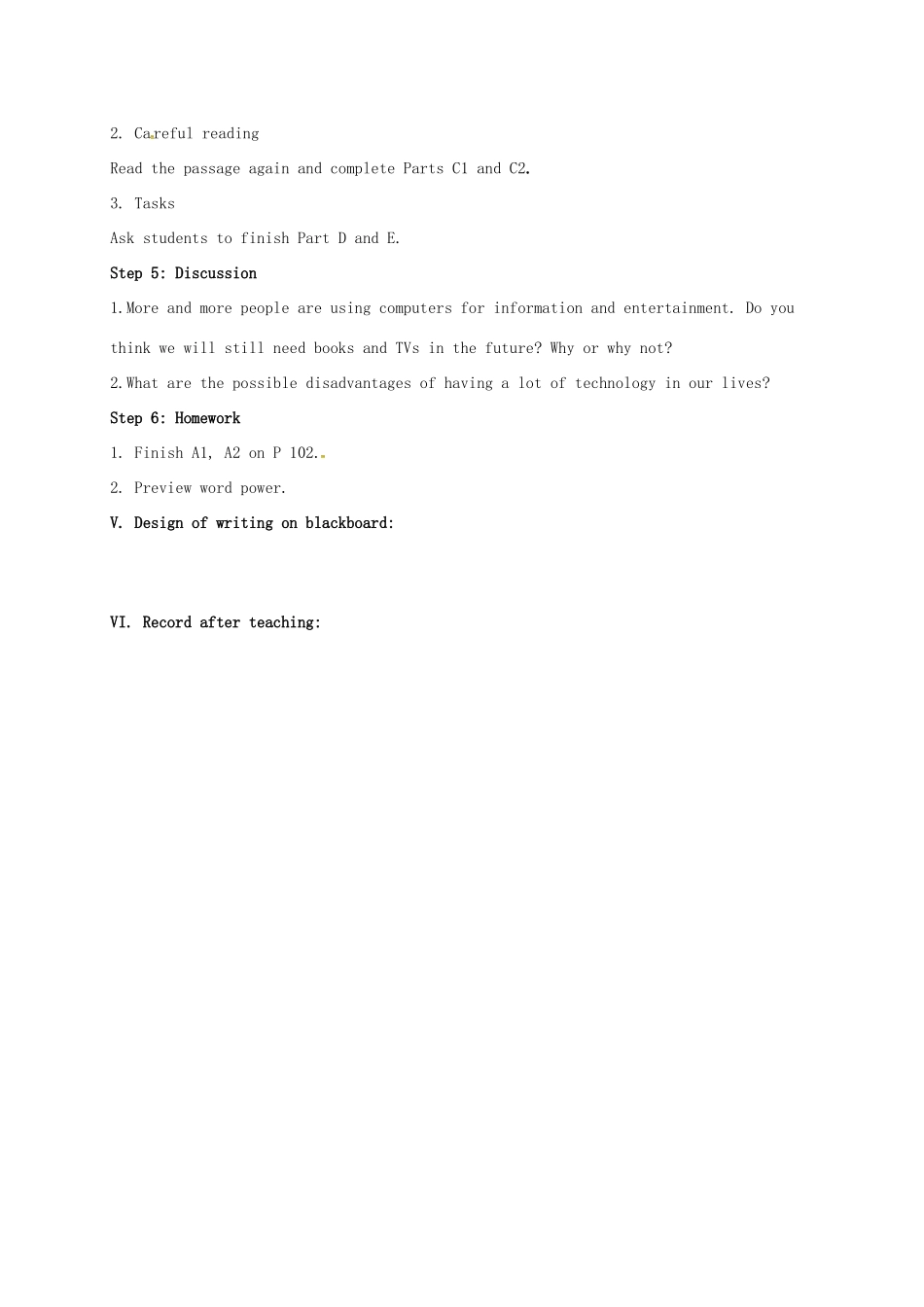 高中英语 Unit 1 Living with technology reading 1教案 牛津译林版选修7-牛津版高二选修7英语教案_第2页