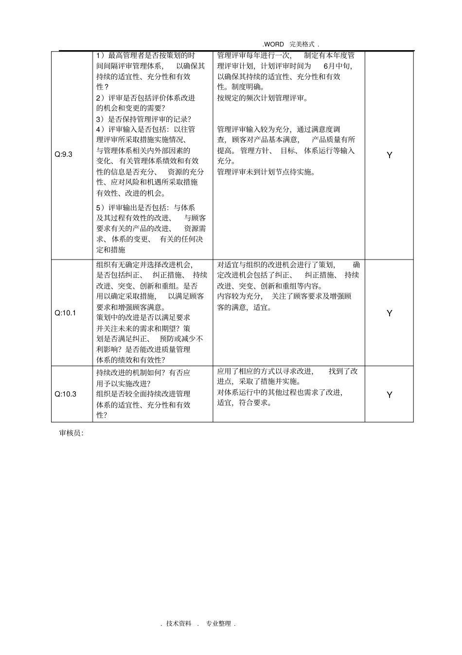 2016年版质量体系各部门内审检查表和审核记录文本_第2页
