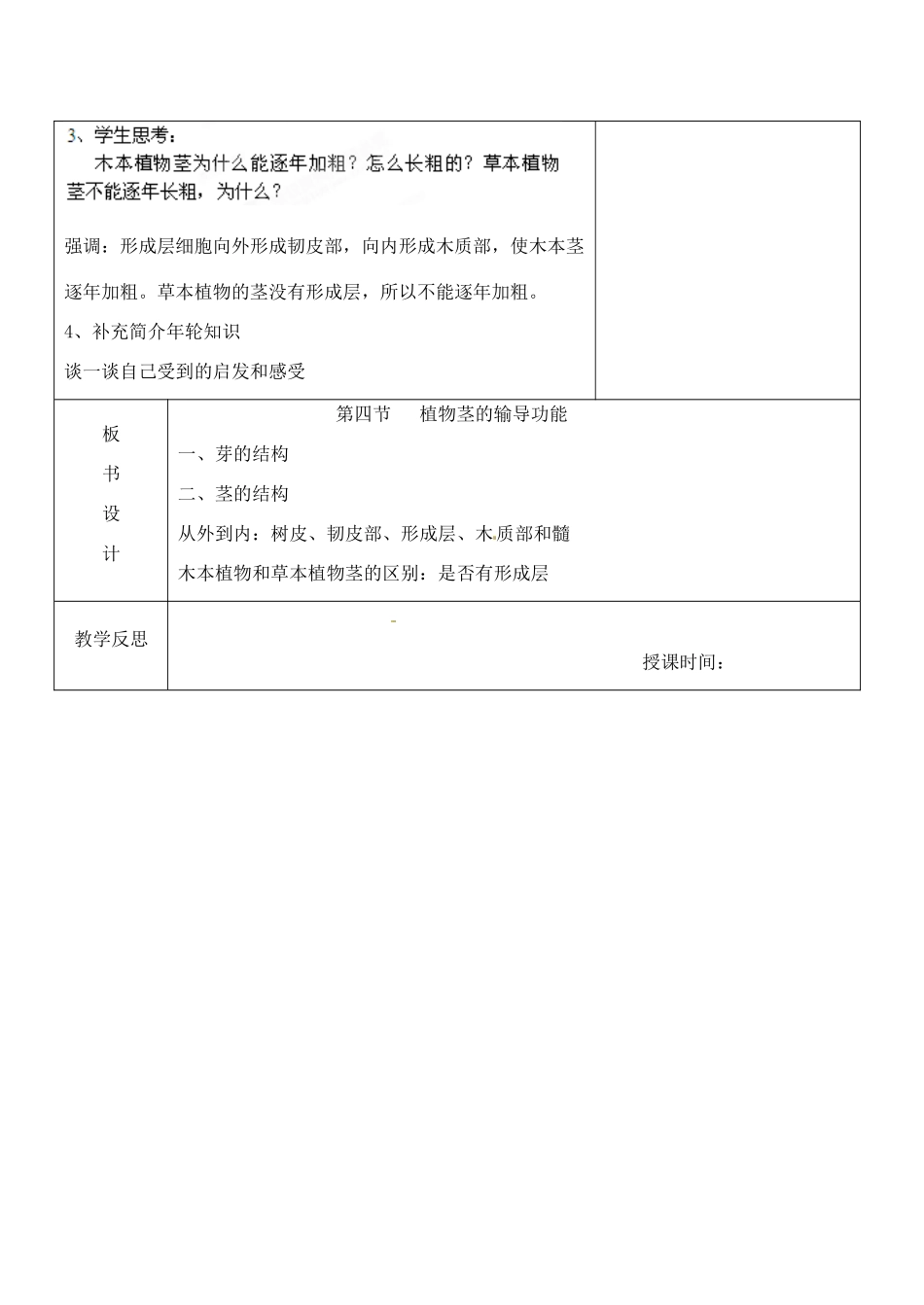 江苏省南京市上元中学七年级生物上册 5.4 植物茎的输导功能教案1 苏教版_第3页
