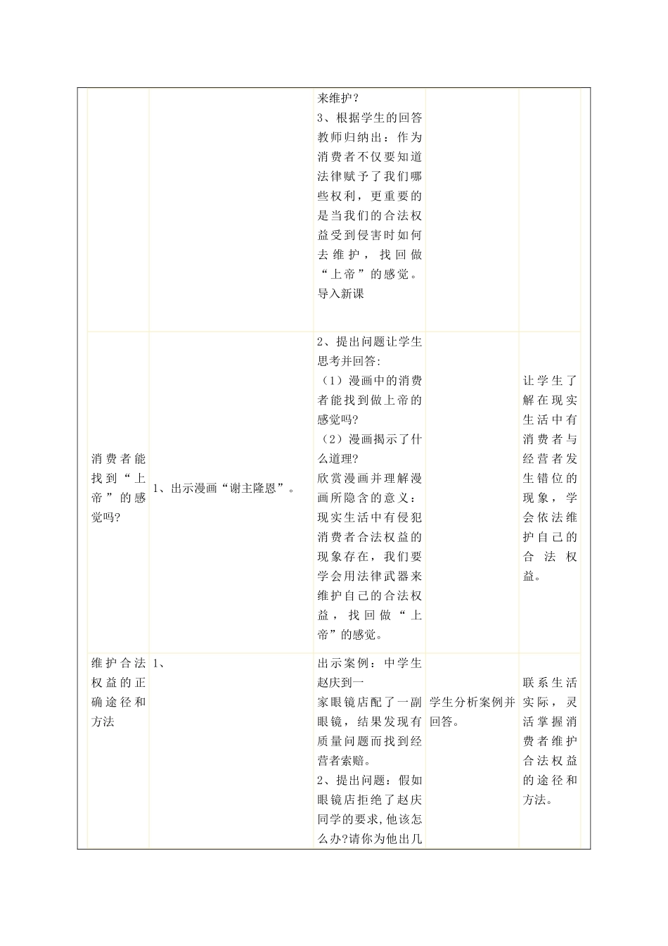 秋八年级政治上册 第8课 找回做“上帝”的感觉教案 人民版-人民版初中八年级上册政治教案_第2页