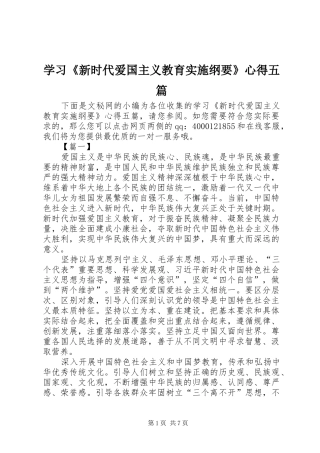 学习《新时代爱国主义教育实施纲要》心得五篇