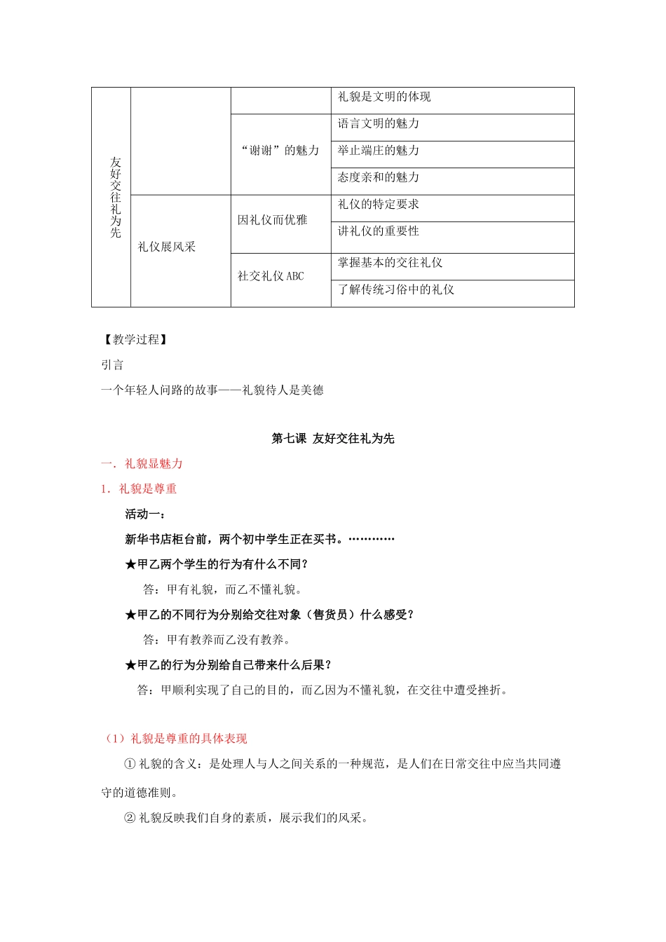 八年级政治上 《友好交往礼为先》教学提纲人教版_第2页