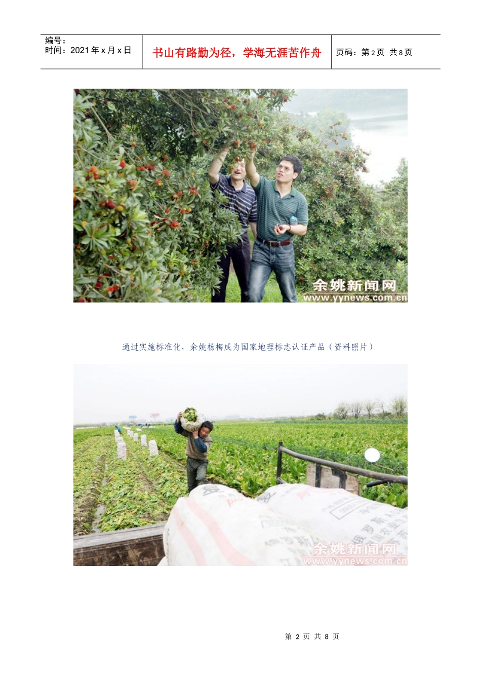 余姚日报 我市全面实施农业标准化工作纪略_第2页