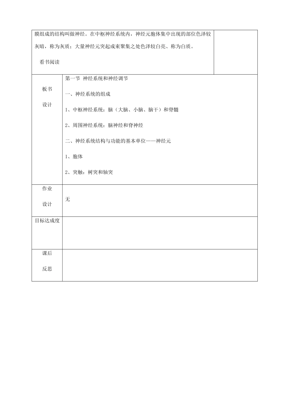 贵州省纳雍县七年级生物下册 第十二章 第1节 神经系统和神经调节教案 （新版）北师大版-（新版）北师大版初中七年级下册生物教案_第3页