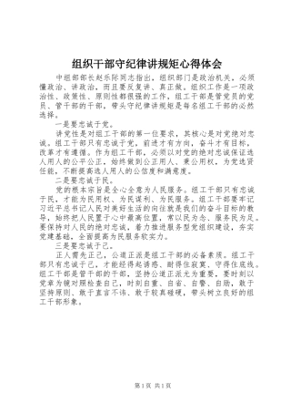 组织干部守纪律讲规矩心得体会