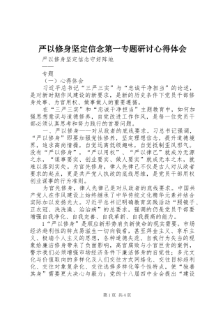 严以修身坚定信念第一专题研讨心得体会