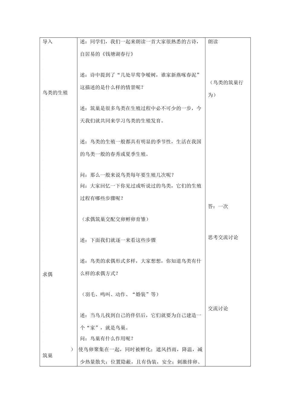 八年级生物上册 第5单元 生物的生殖、发育与遗传 第五节 鸟类的生殖与发育名师教案2 苏教版_第2页