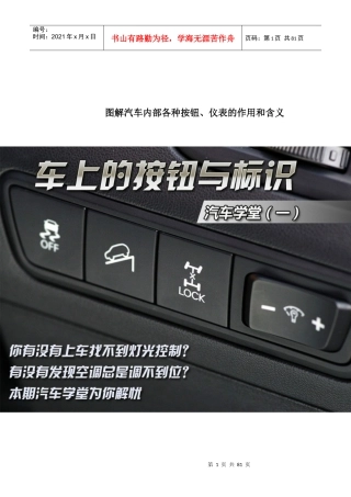 全面图解汽车内饰中见到的包括方向盘、仪表显示、操作