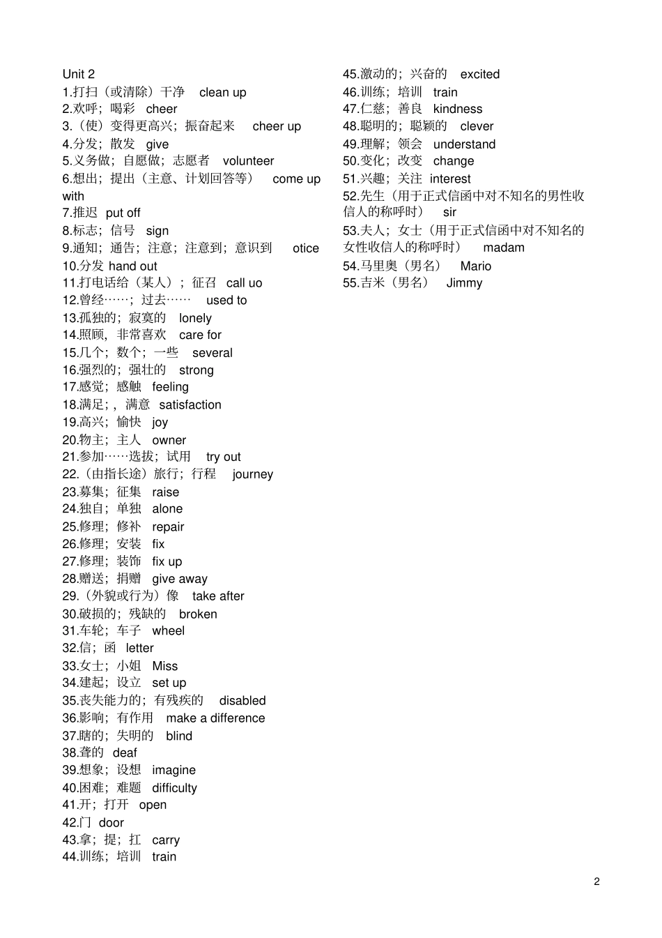 (完整版)八年级下册英语单词表_第2页