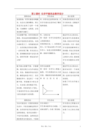 高中化学 专题二化学反应速率与化学平衡 化学反应的方向和限度教案（4） 苏教版选修4