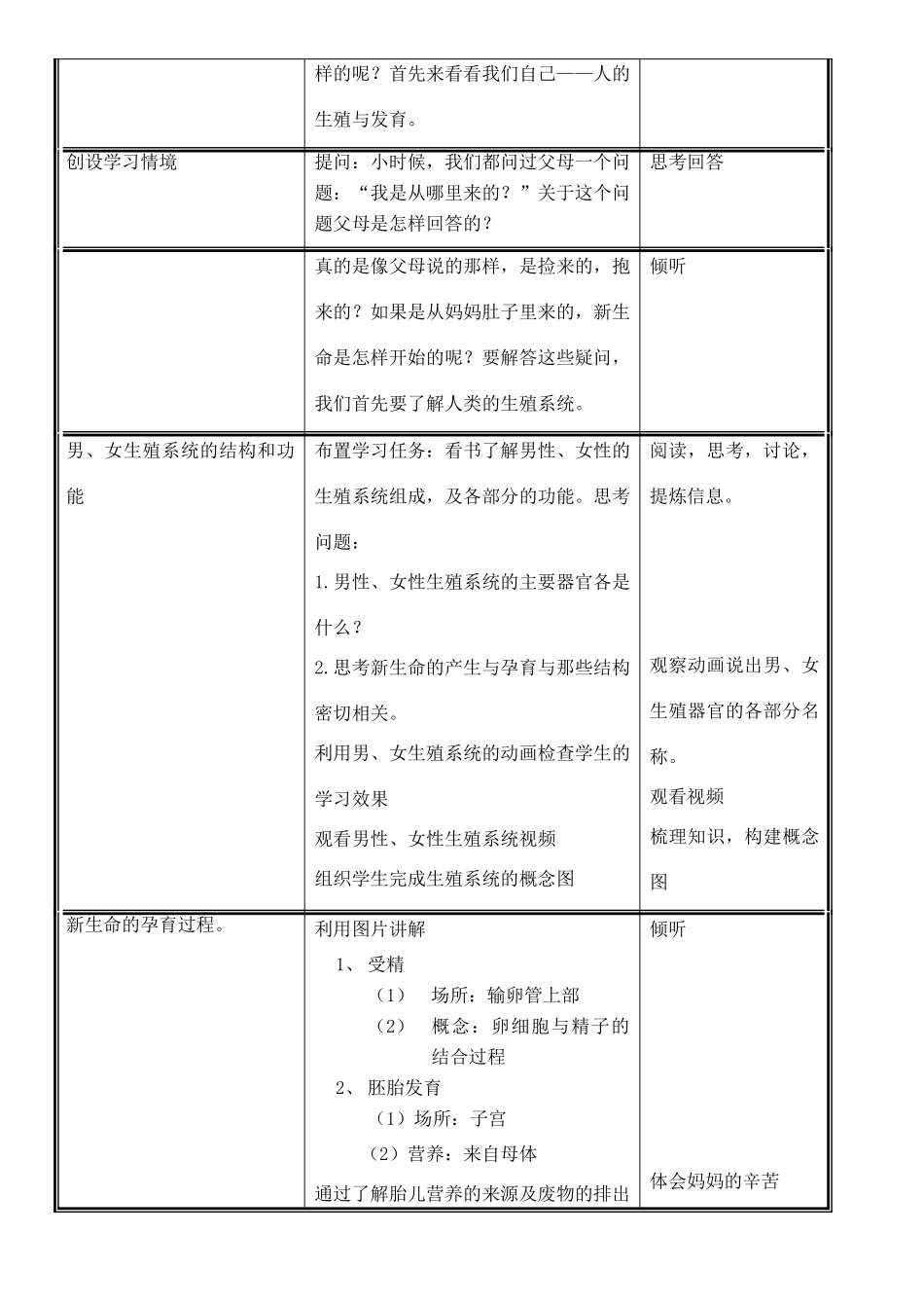 八年级生物上册 第19章 第1节 人的生殖和发育（1）人的生殖系统、新生命的孕育教案 北师大版-北师大版初中八年级上册生物教案_第2页