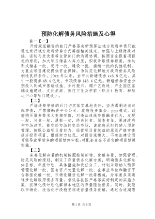 预防化解债务风险措施及心得