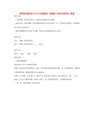 湖南省益阳市六中八年级数学《等腰三角形的性质》教案