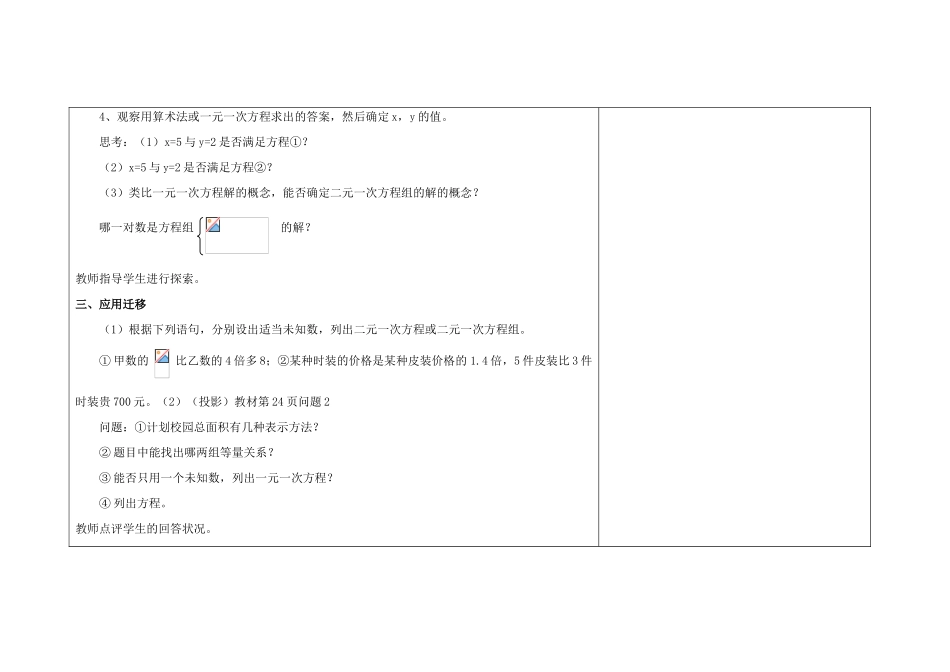 吉林省长春市104中七年级数学下册 7.1二元一次方程组和它的解教案 新人教版_第3页