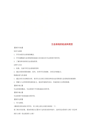 八年级生物下册 7.2.1生态系统的组成和类型教学设计 （新版）冀教版-（新版）冀教版初中八年级下册生物教案