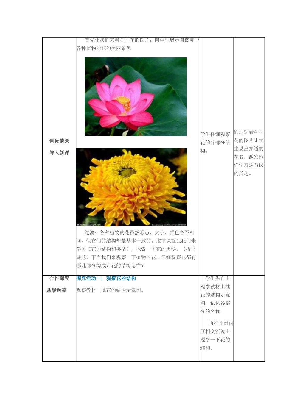 八年级生物上册 第四单元 第四章 第一节 花的结构和类型教案 济南版-济南版初中八年级上册生物教案_第2页