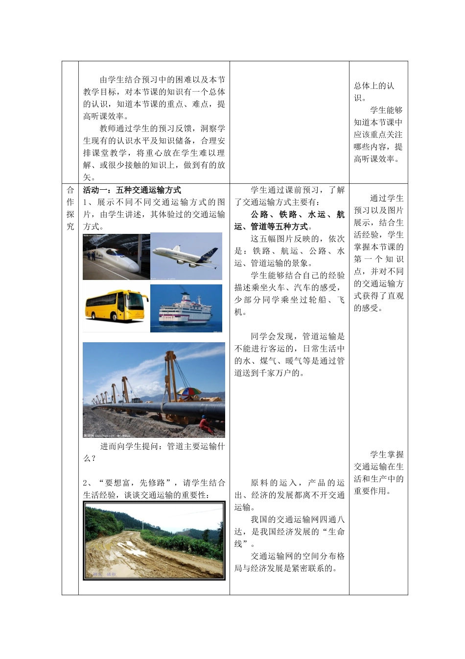 八年级地理上册 4.3 合理发展交通运输（第1课时）教案 （新版）商务星球版-（新版）商务星球版初中八年级上册地理教案_第2页