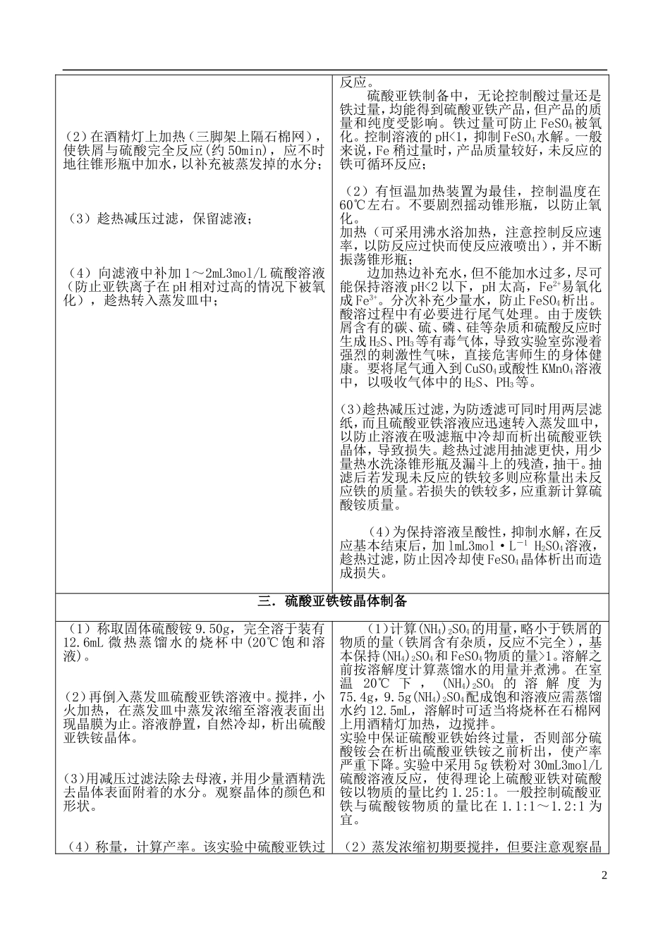 高中化学 7.1 硫酸亚铁铵的制备教案2 苏教版选修6-苏教版高中选修6化学教案_第2页