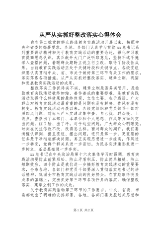 从严从实抓好整改落实心得体会
