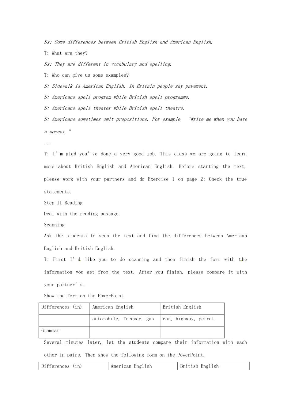 高中英语 Module1 TheSecond Period Reading教案 外研版必修5-外研版高二必修5英语教案_第2页