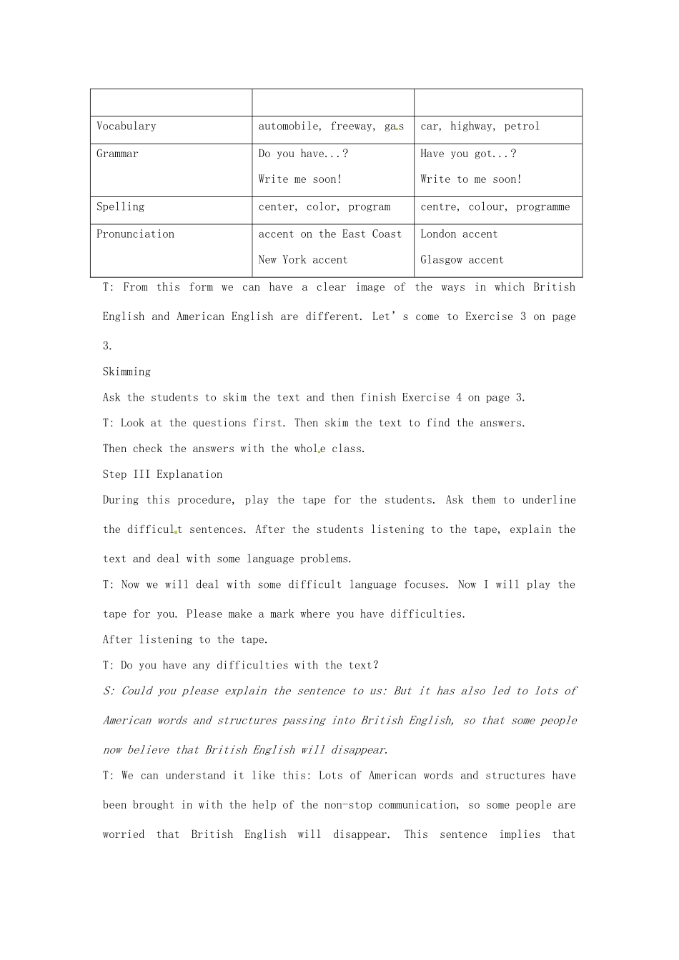 高中英语 Module1 TheSecond Period Reading教案 外研版必修5-外研版高二必修5英语教案_第3页