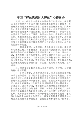 学习“解放思想扩大开放”心得体会