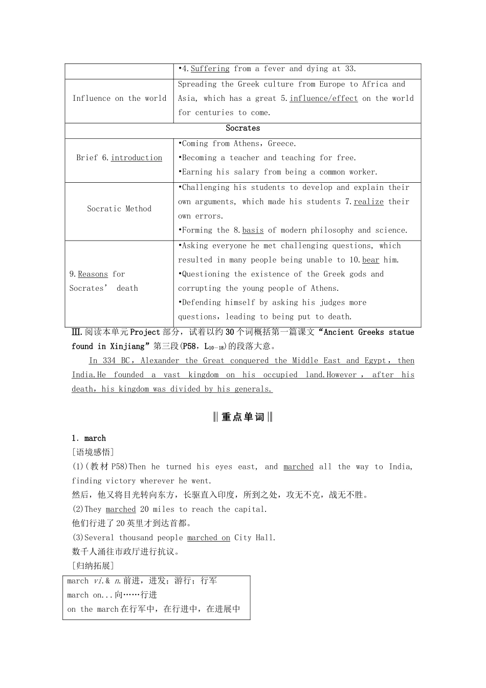 高中英语 Unit 3 Back to the past Period Four Project讲义 牛津译林版必修3-牛津版高二必修3英语教案_第3页