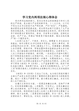 学习党内两项法规心得体会