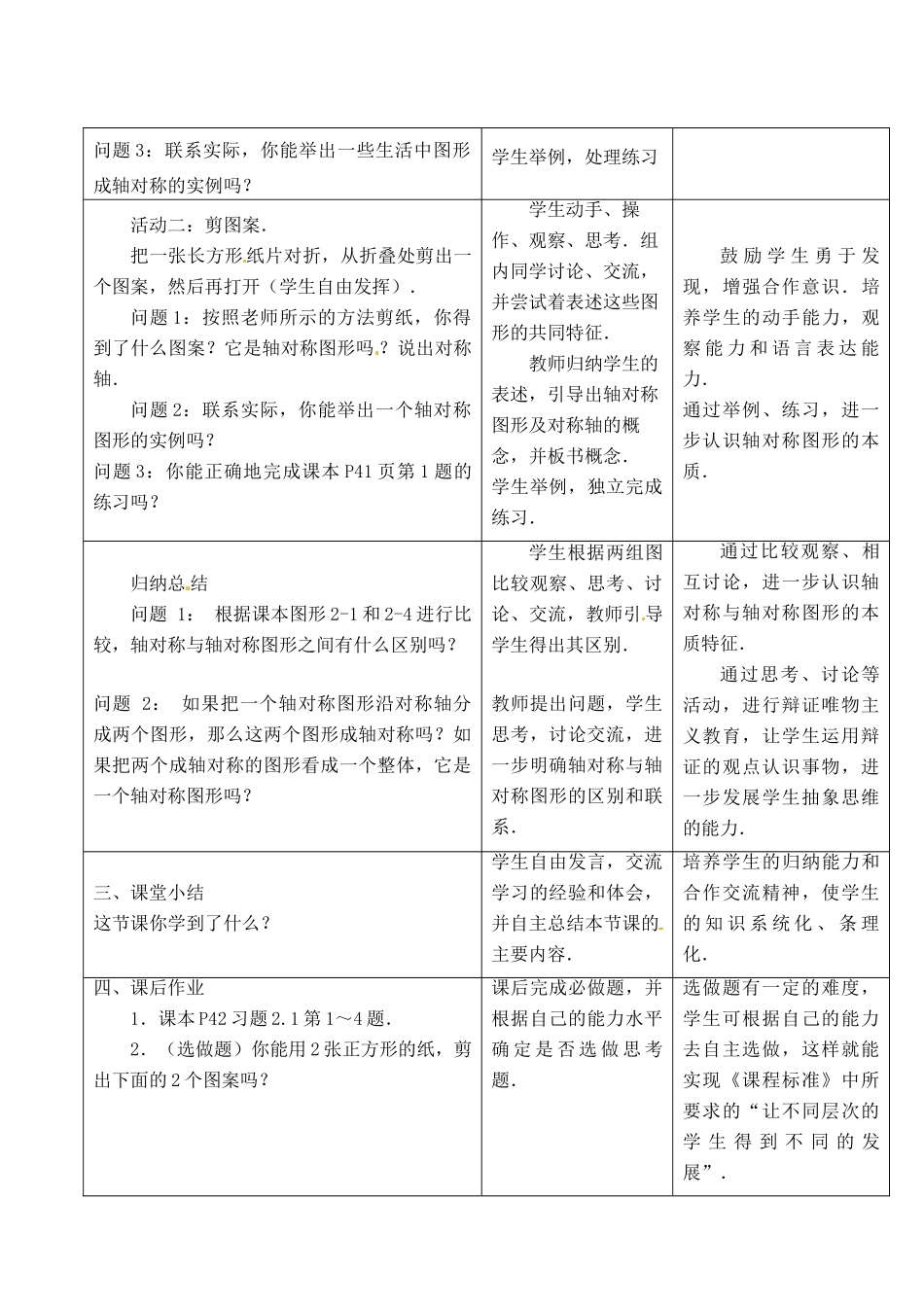 江苏省昆山市锦溪中学八年级数学上册 2.1 轴对称与轴对称图形教案 （新版）苏科版_第2页