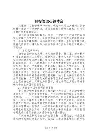 目标管理心得体会