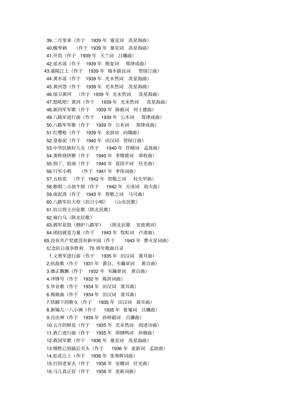 十大经典抗日歌曲,为念抗战胜利70周年_第2页