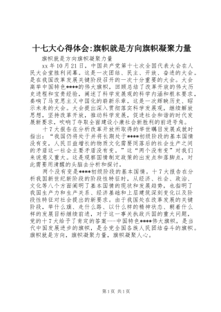 十七大心得体会-旗帜就是方向旗帜凝聚力量