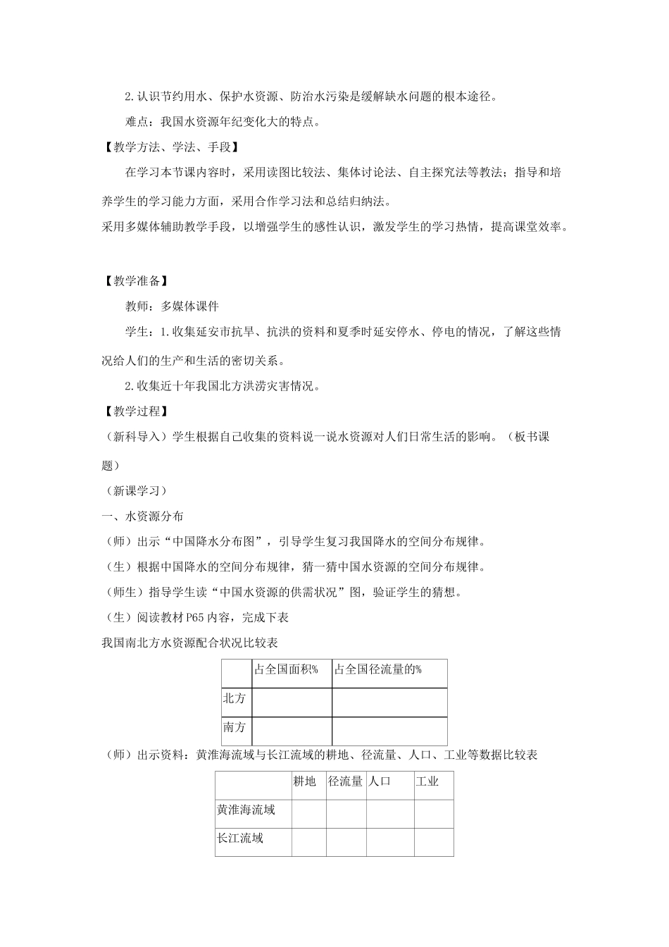 八年级地理上册 3.2节约和保护水资源教案 （新版）商务星球版-（新版）商务星球版初中八年级上册地理教案_第2页