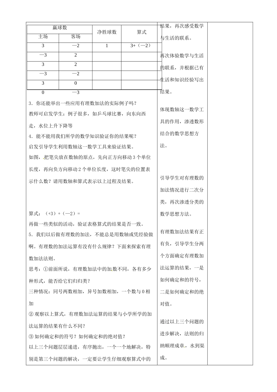 江苏省常州市潞城中学七年级数学上册 有理数的加法与减法（第1课时）教案 （新版）苏科版_第2页