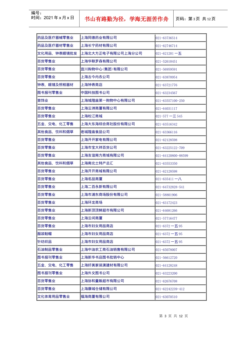 上海零售企业名录_第3页