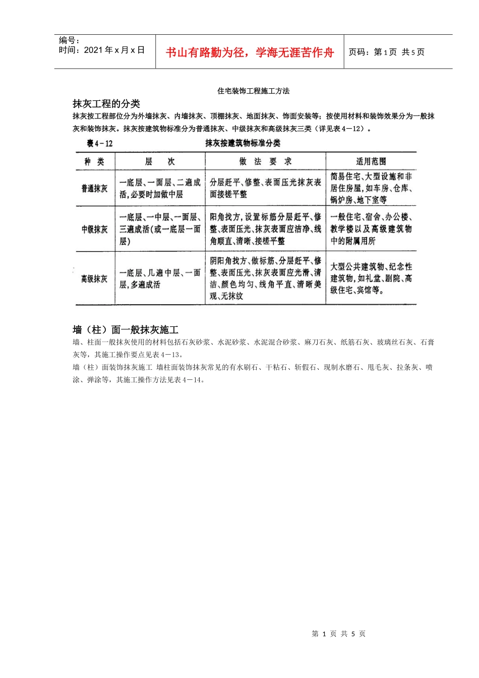 住宅装饰工程施工方法_第1页
