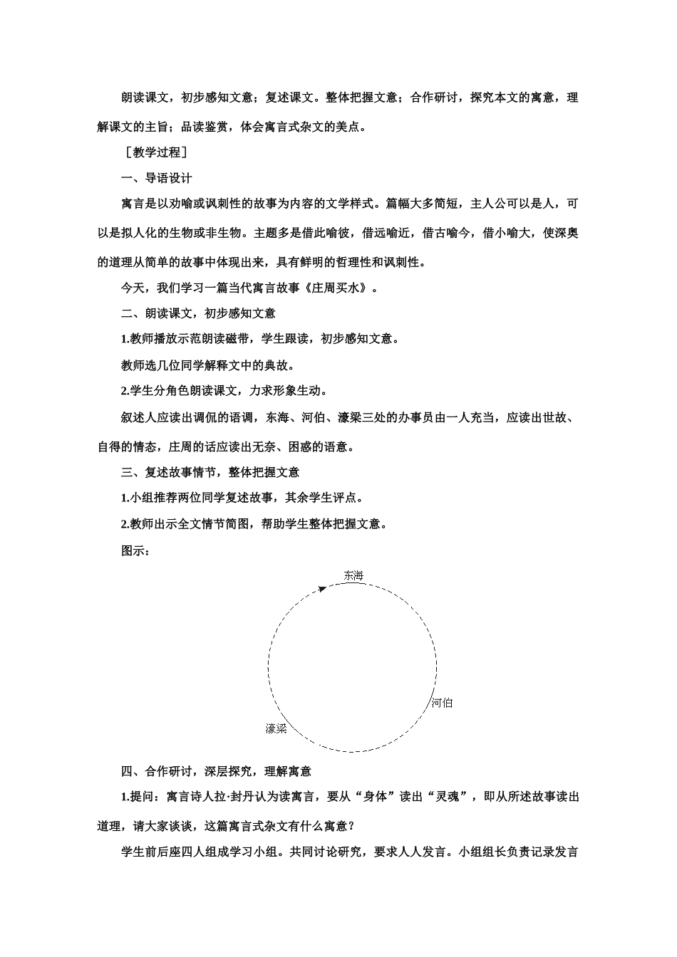 高中语文  2.7庄周买水（第一课时） 精品教案 人教版第二册_第2页