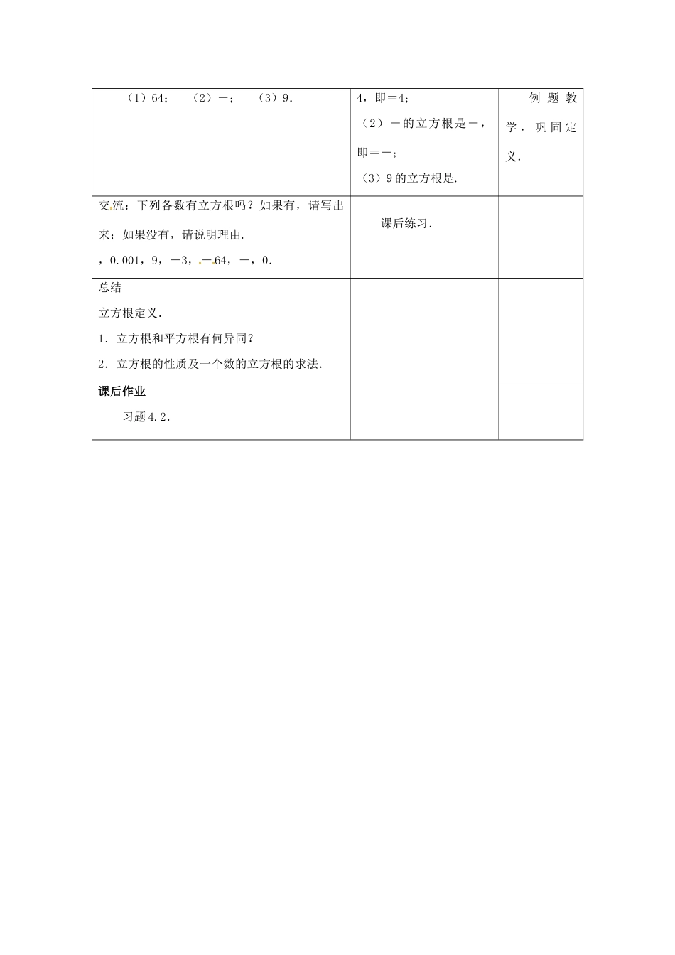 江苏省连云港市新浦区八年级数学上册 4.2 立方根教案 （新版）苏科版-（新版）苏科版初中八年级上册数学教案_第3页