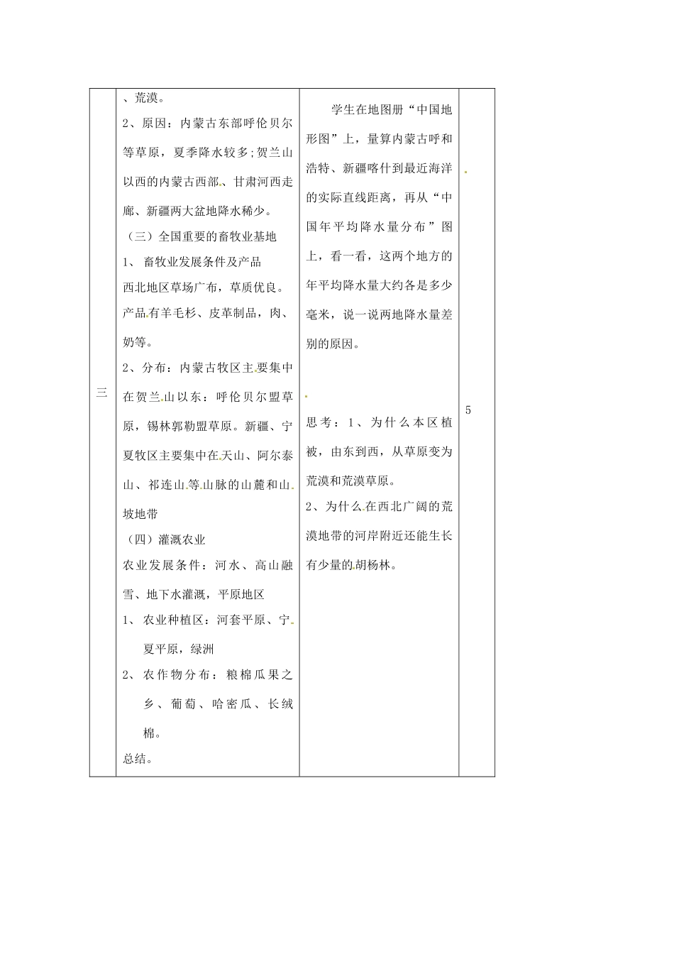 八年级地理下册 第五章 中国的地域差异 第三节 西北地区和青藏地区教案3 （新版）湘教版_第3页