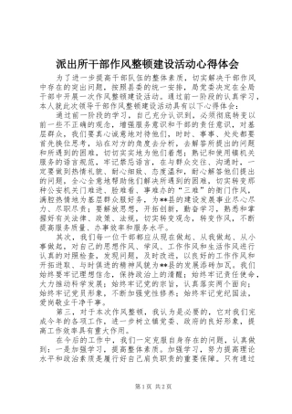 派出所干部作风整顿建设活动心得体会