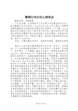 整顿行风行纪心得体会