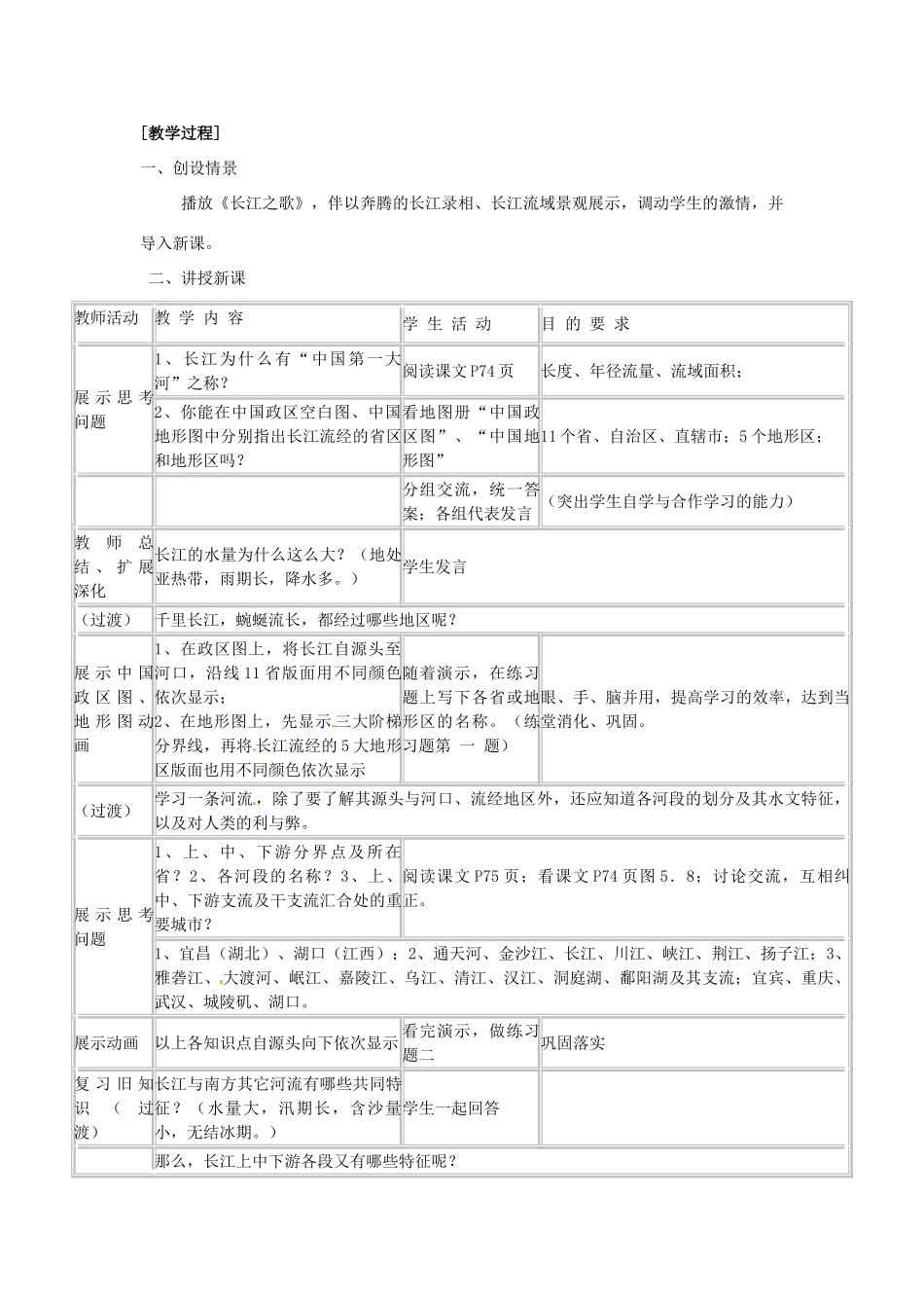 江苏省大丰市万盈第二中学八年级地理上册 长江教案 新人教版_第2页