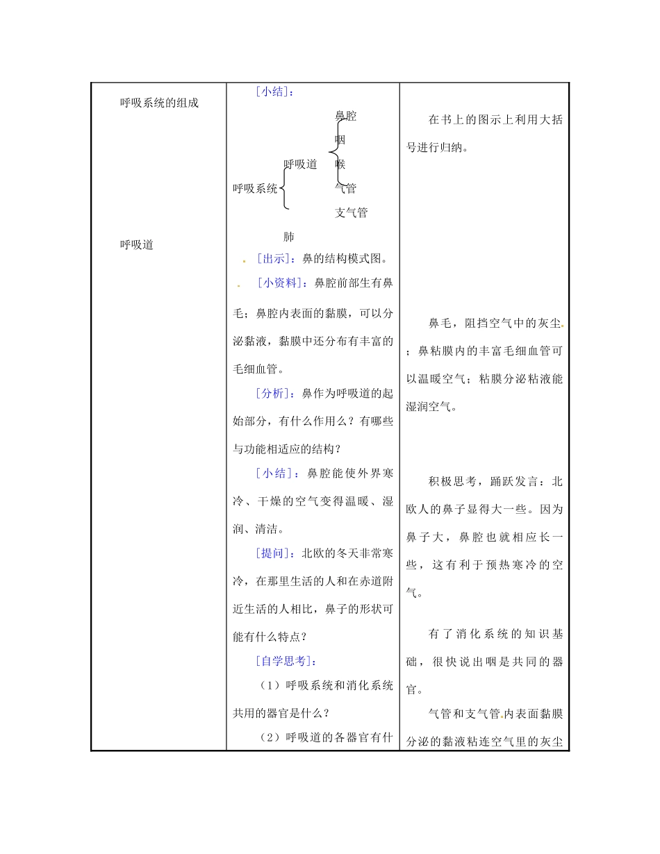 江苏省东台市唐洋镇中学七年级生物下册《10.3 人和外界环境气体交换》教案 苏教版_第2页