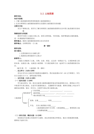 江苏省涟水县灰墩中学八年级地理上册 3.2 土地资源教案 （新版）新人教版
