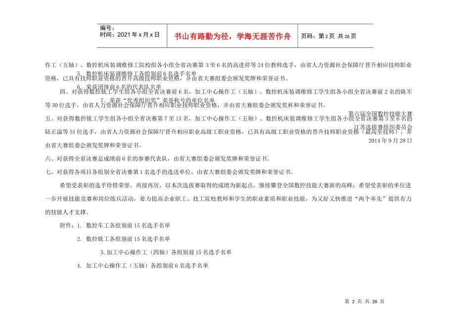 XXXX江苏第六届数控大赛表彰决定_第2页