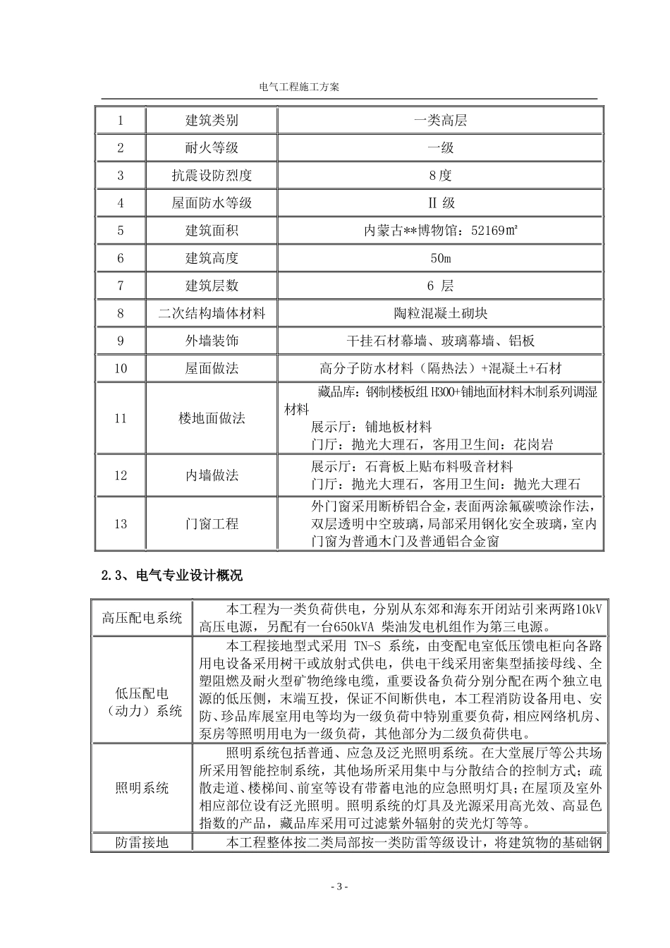 内蒙古某博物馆电气施工方案(DOC74页)_第3页