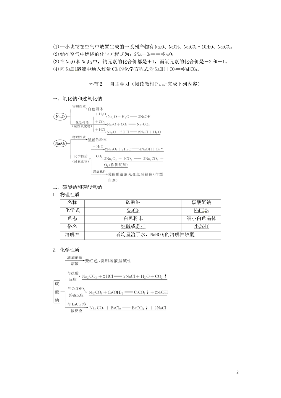 高中化学《几种重要的金属化合物》教学设计 新人教版必修1-新人教版高一必修1化学教案_第2页