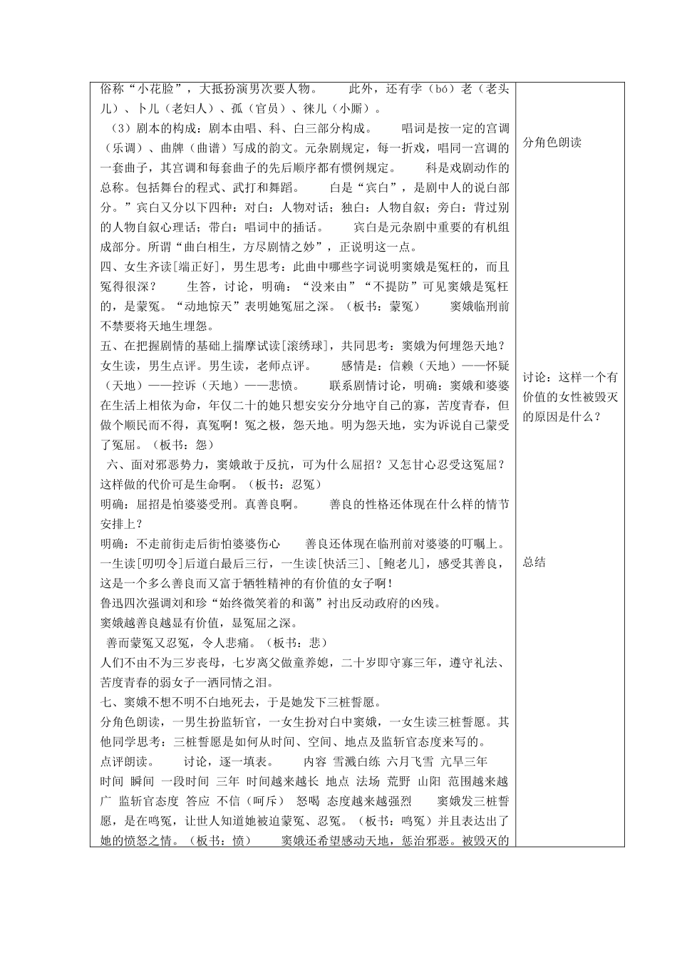 高中语文《窦娥冤》教学设计 新人教版必修4-新人教版高中必修4语文教案_第2页